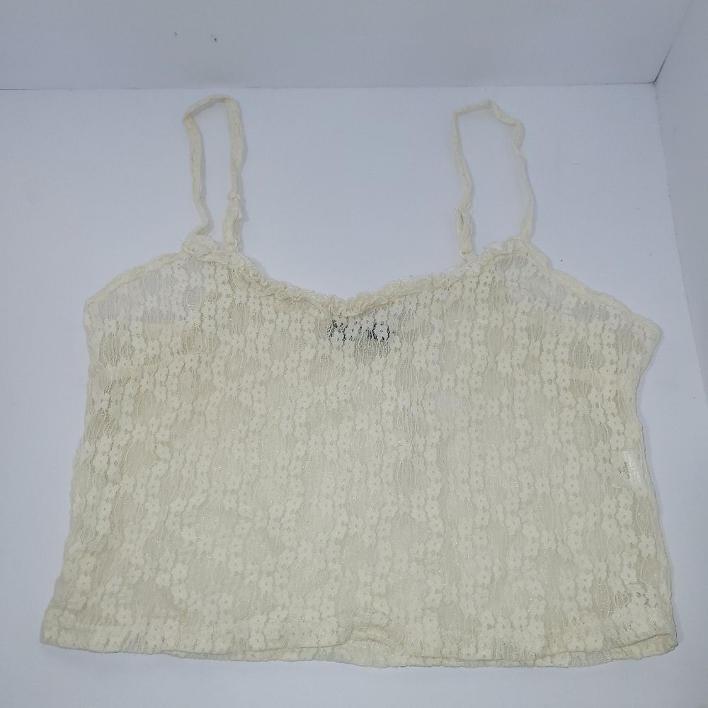 Kendall & Kylie Size Large Cream Off White Lace Tank Top
